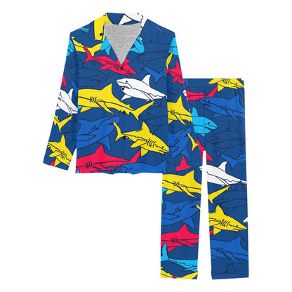 Shark Color Pattern Women's Long Pajama Set