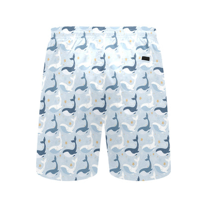 Whale Print Design LKS305 Men's Swim Trunks Beach Shorts