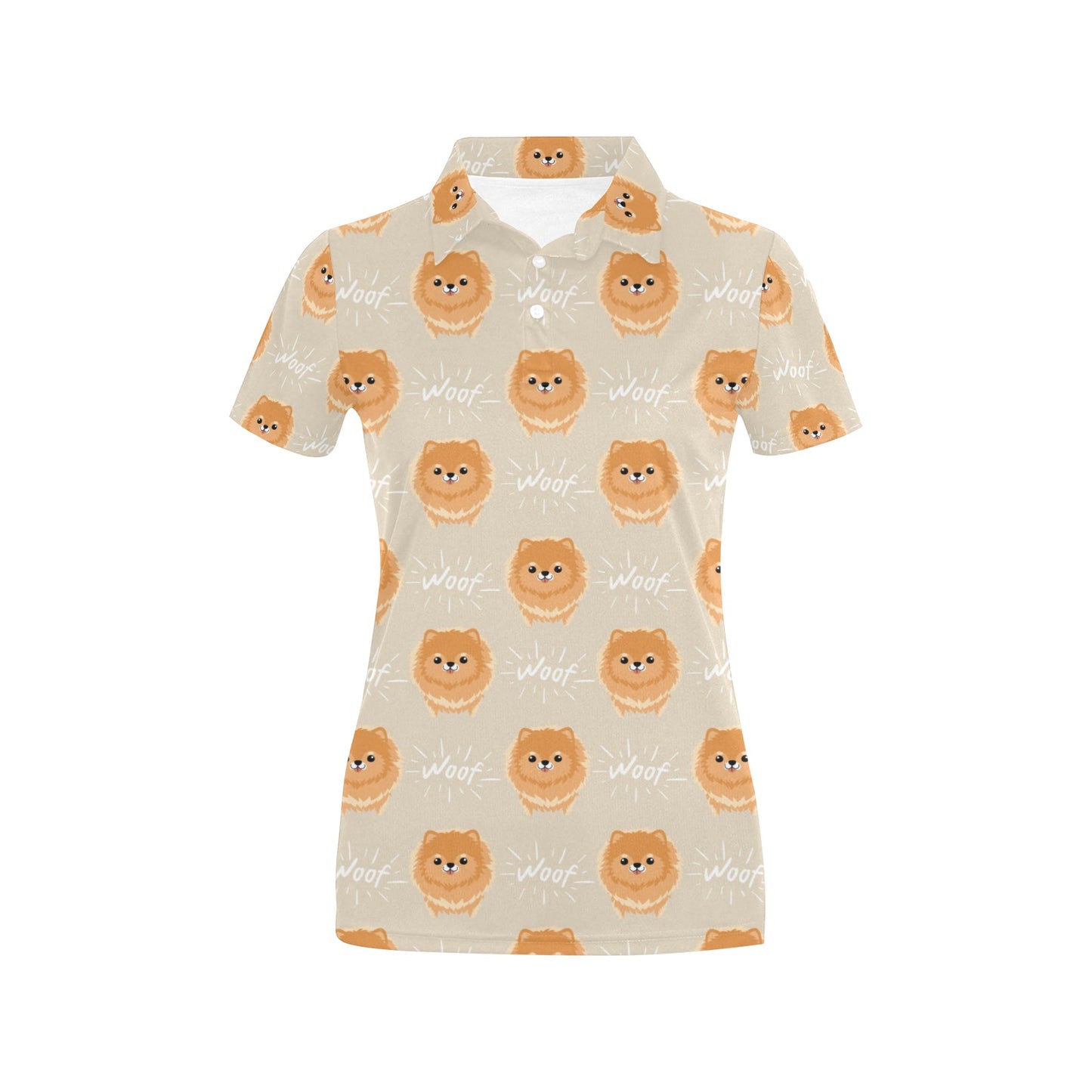 Pomeranians Pattern Print Design A04 Women's Polo Shirt