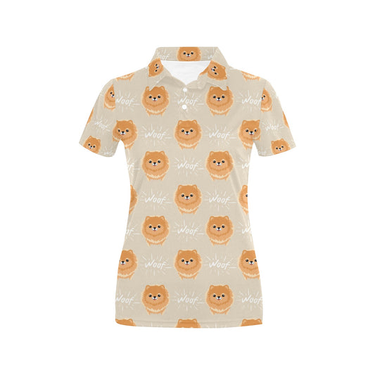 Pomeranians Pattern Print Design A04 Women's Polo Shirt