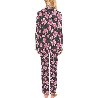 Apple blossom Pattern Print Design AB03 Women's Long Pajama Set