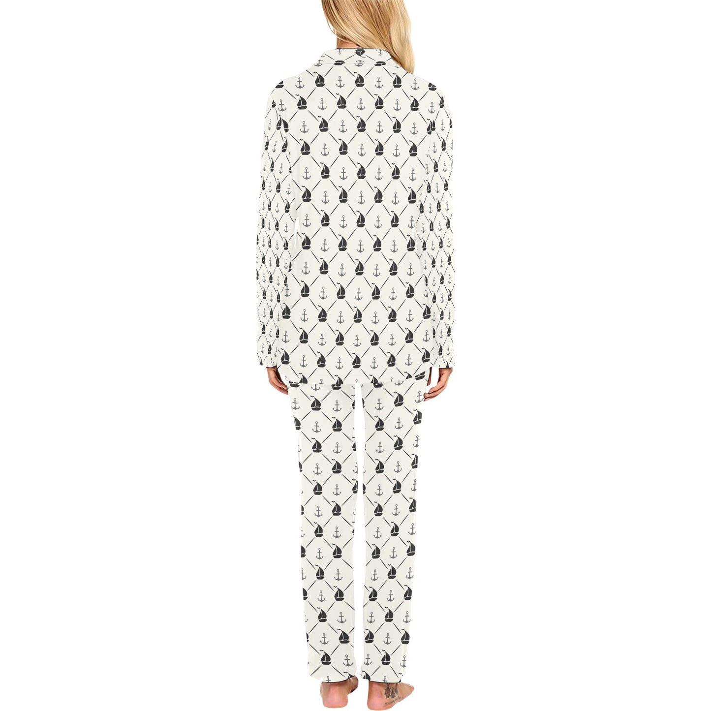Sailboat Print Design LKS302 Women's Long Pajama Set