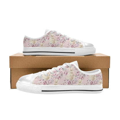 Rabbit Print Design LKS403 Women's White Low Top Shoes