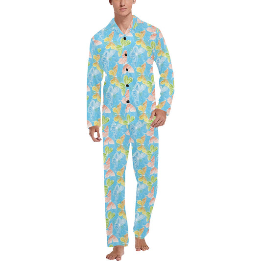 Butterfly Pattern Print Design 05 Men's Long Pajama Set