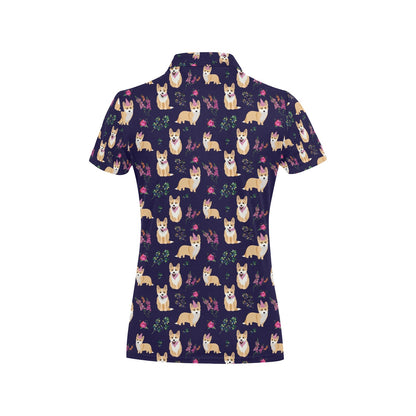 Pembroke Welsh Corgis Pattern Print Design A06 Women's Polo Shirt