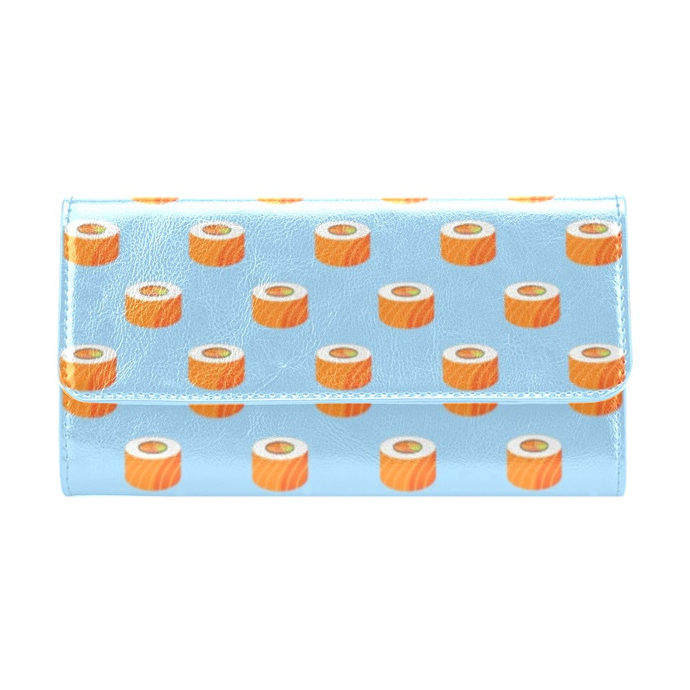 Salmon Sushi Print Design LKS307 Women's Trifold Wallet