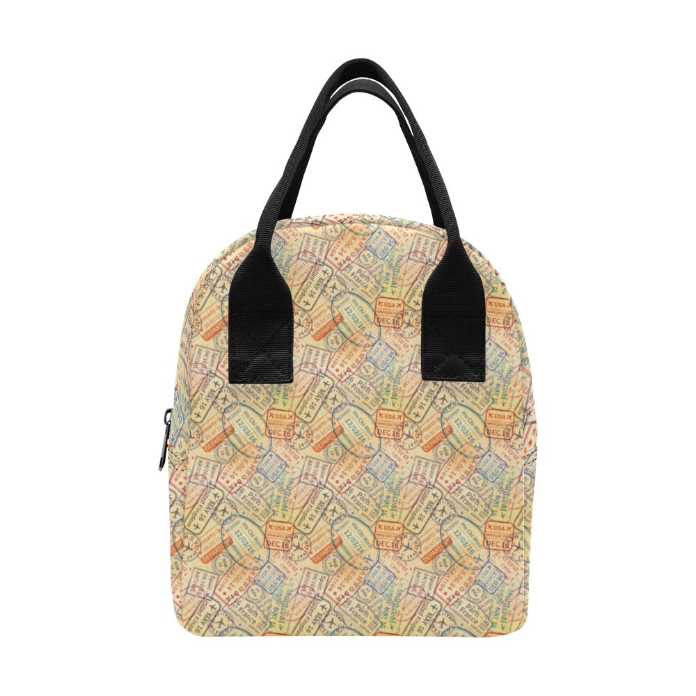 Travel Stamp Print Design LKS302 Insulated Lunch Bag