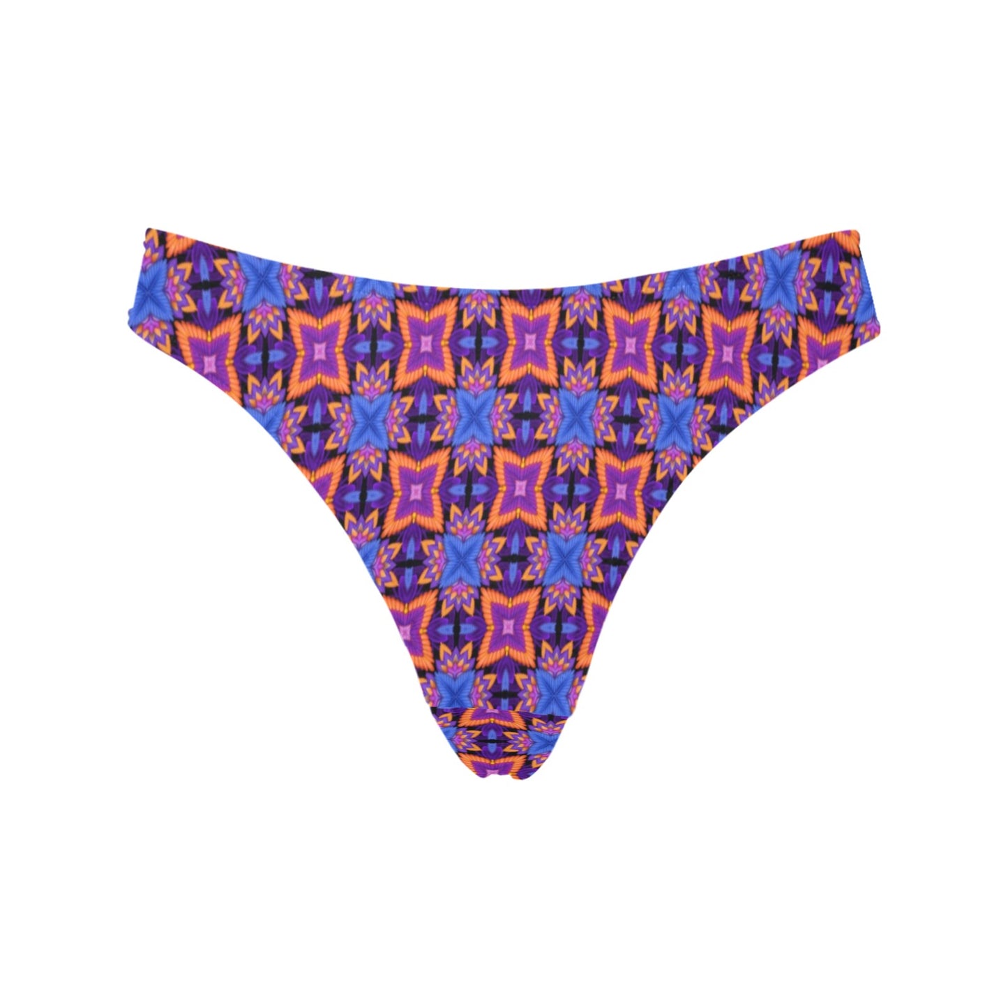 kaleidoscope Purple Orange Print Design Women's Thongs