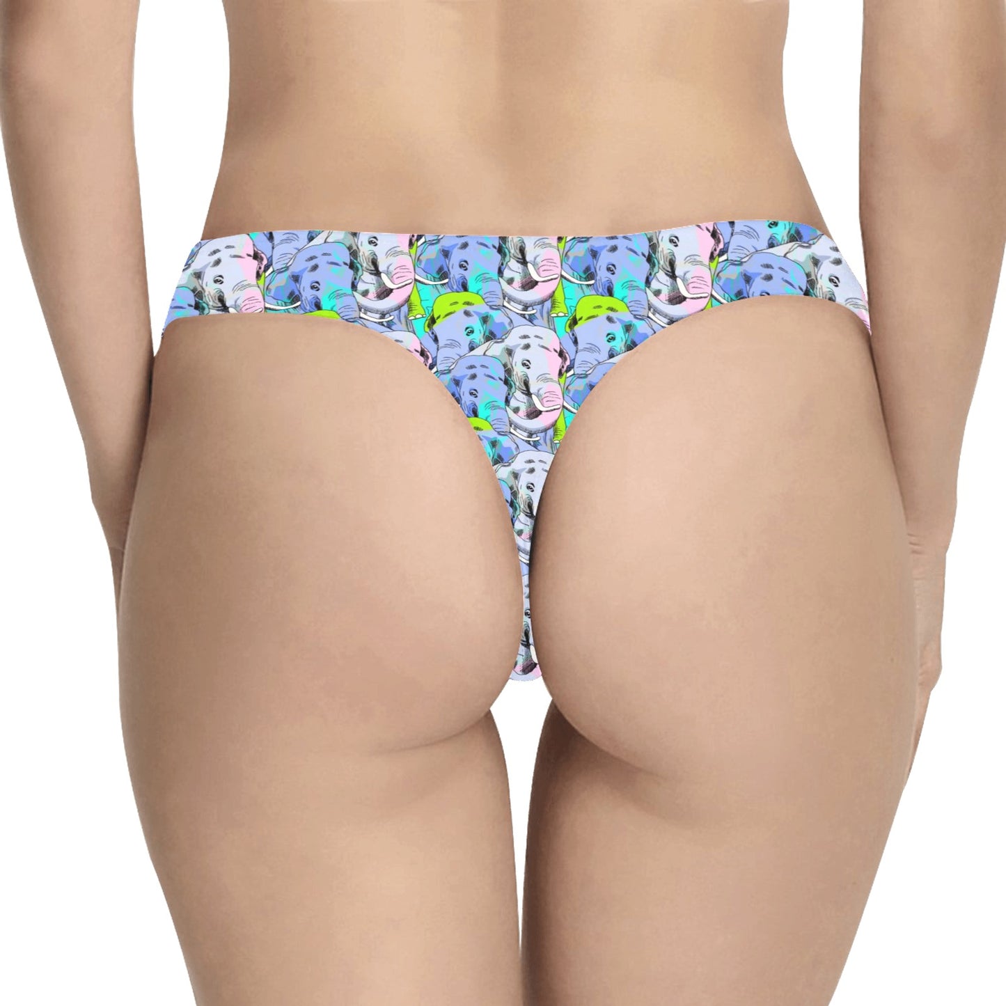 Elephant Art color Print Pattern Women's Thongs