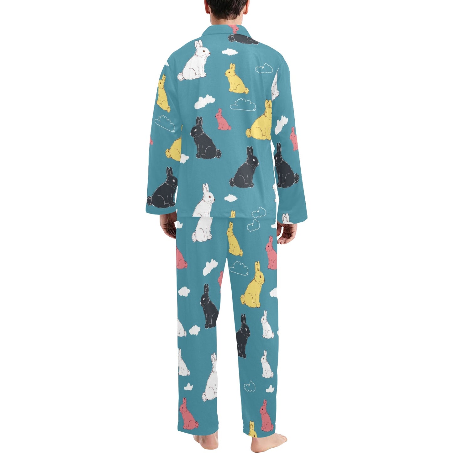 Rabbit Pattern Print Design RB014 Men's Long Pajama Set