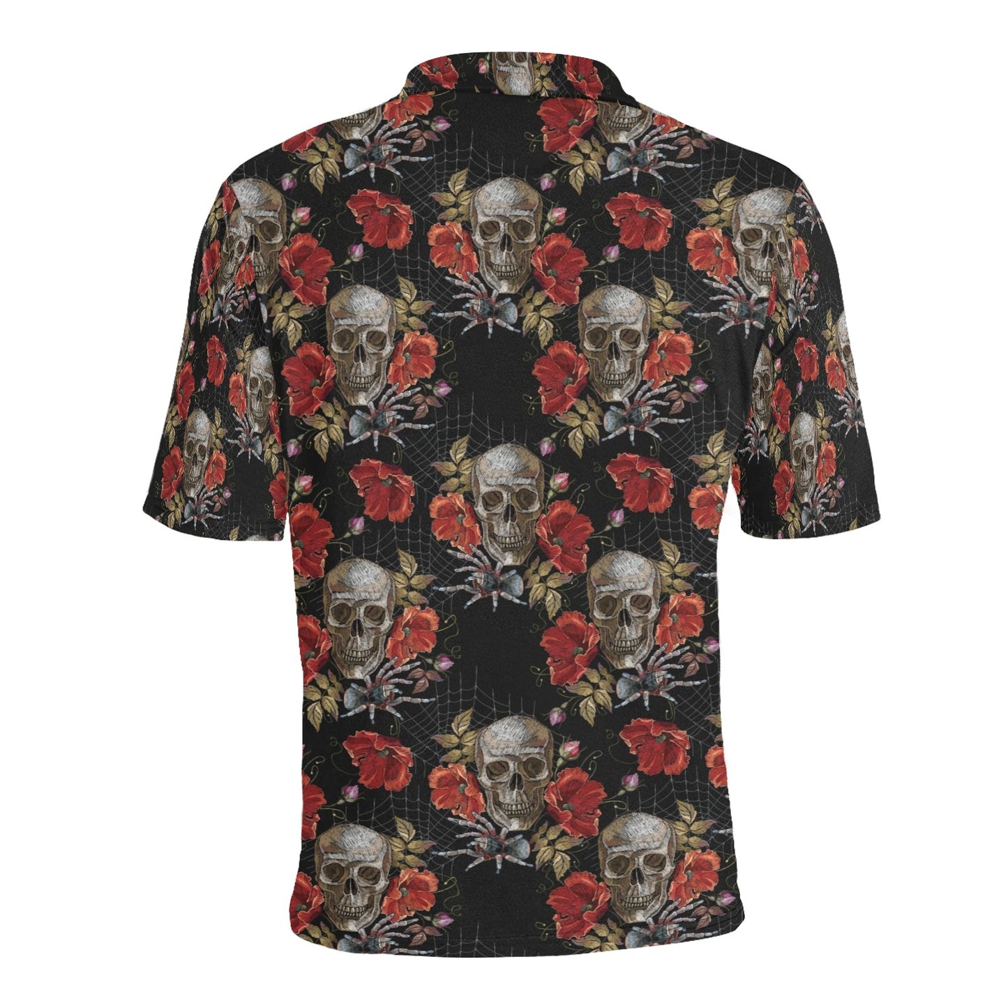 Spider Web Skull Rose Print Design LKS305 Men Polo Shirt