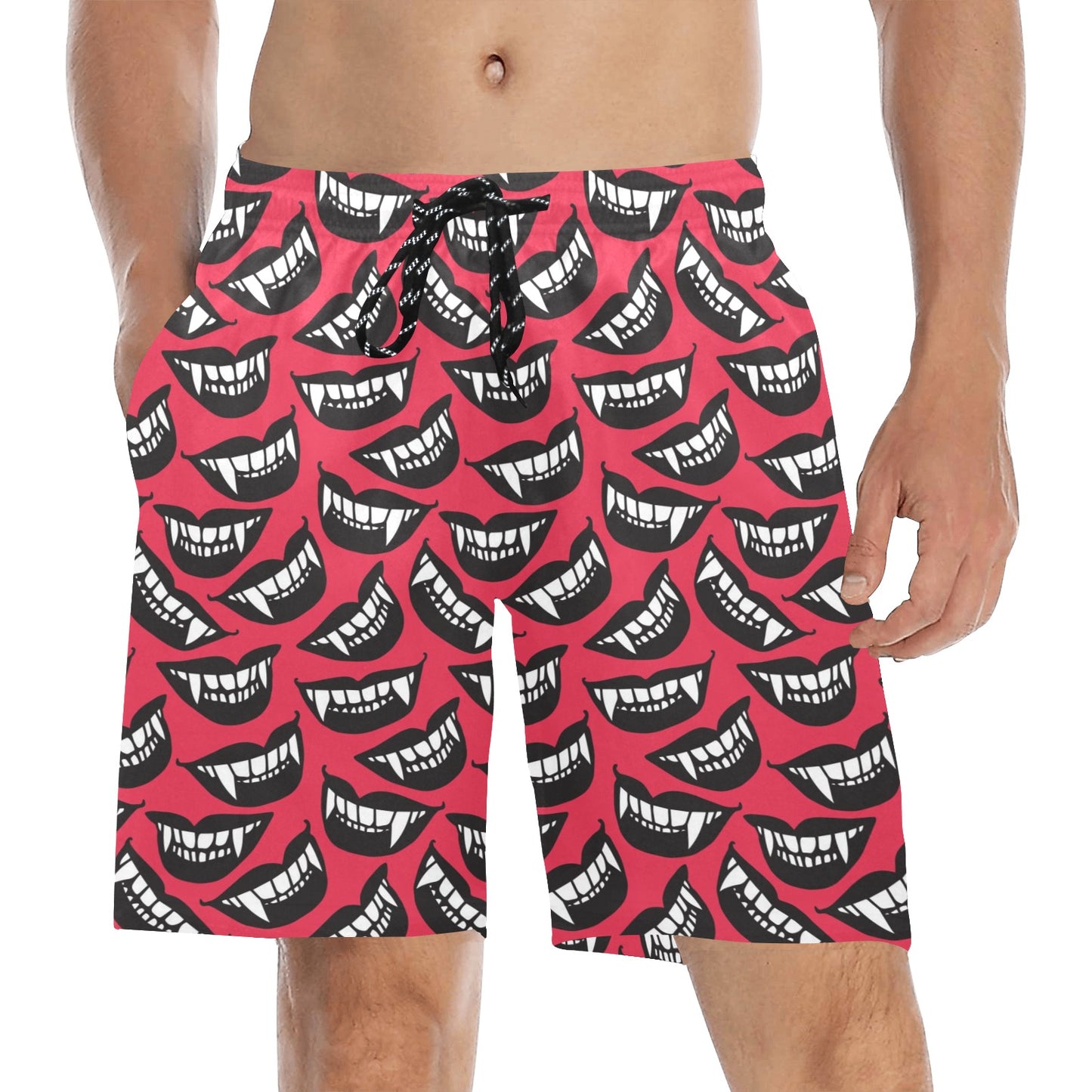 Vampire Lips Print Design LKS305 Men's Swim Trunks Beach Shorts