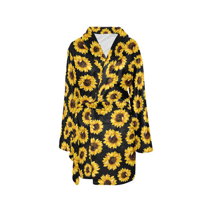 Sunflower Pattern Print Design SF05 Women's Fleece Robe