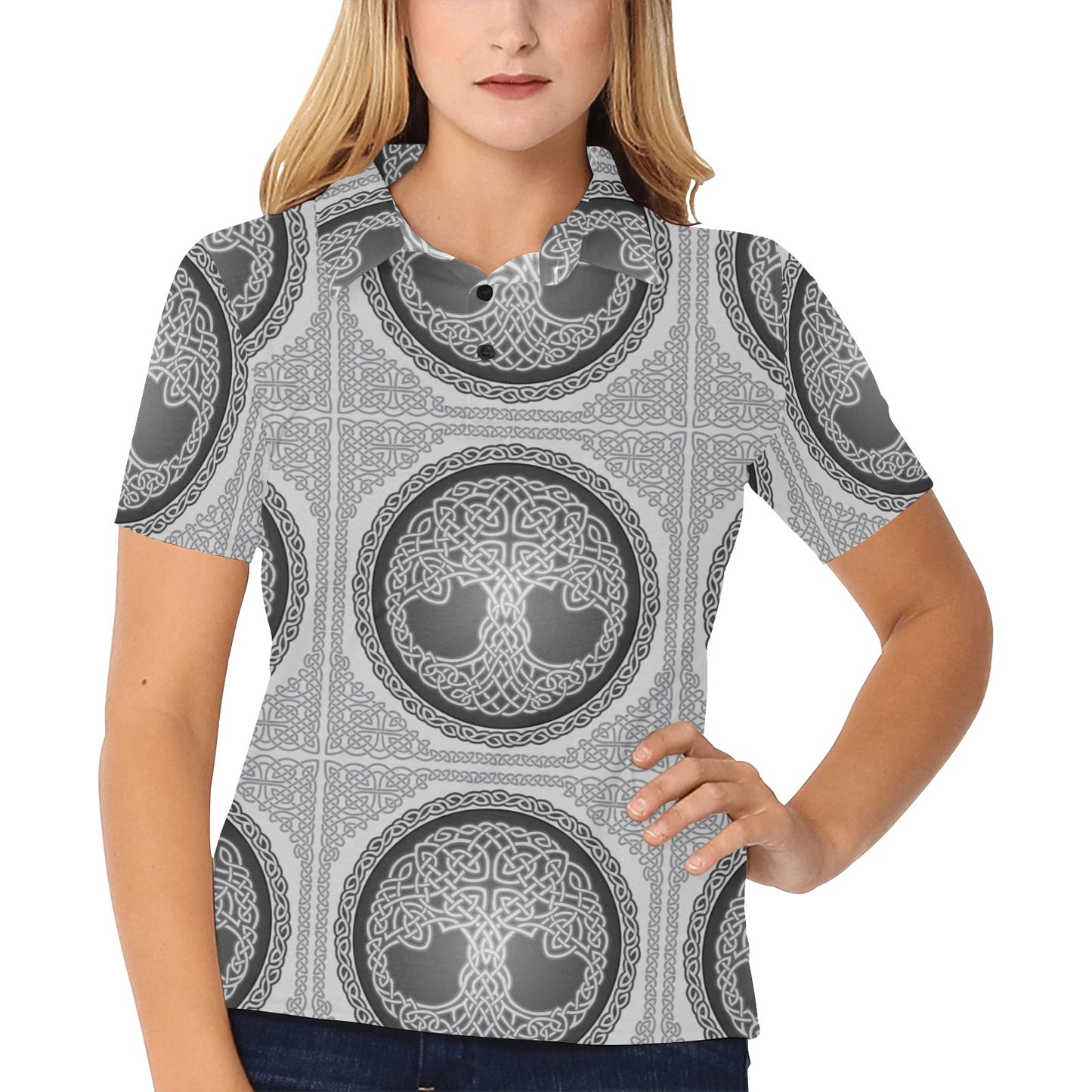 Celtic Tree of life Print Women's Polo Shirt