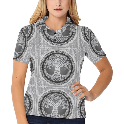 Celtic Tree of life Print Women's Polo Shirt