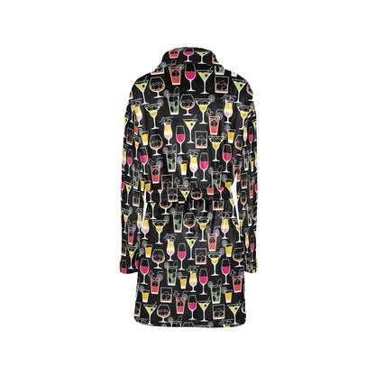 Cocktail Pattern Print Design 01 Women's Fleece Robe
