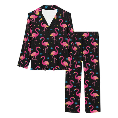 Flamingo Pink Neon Print Pattern Women's Long Pajama Set