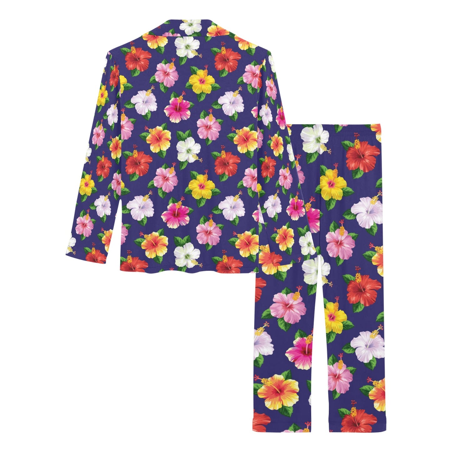 Hibiscus Colorful Print Design LKS301 Women's Long Pajama Set