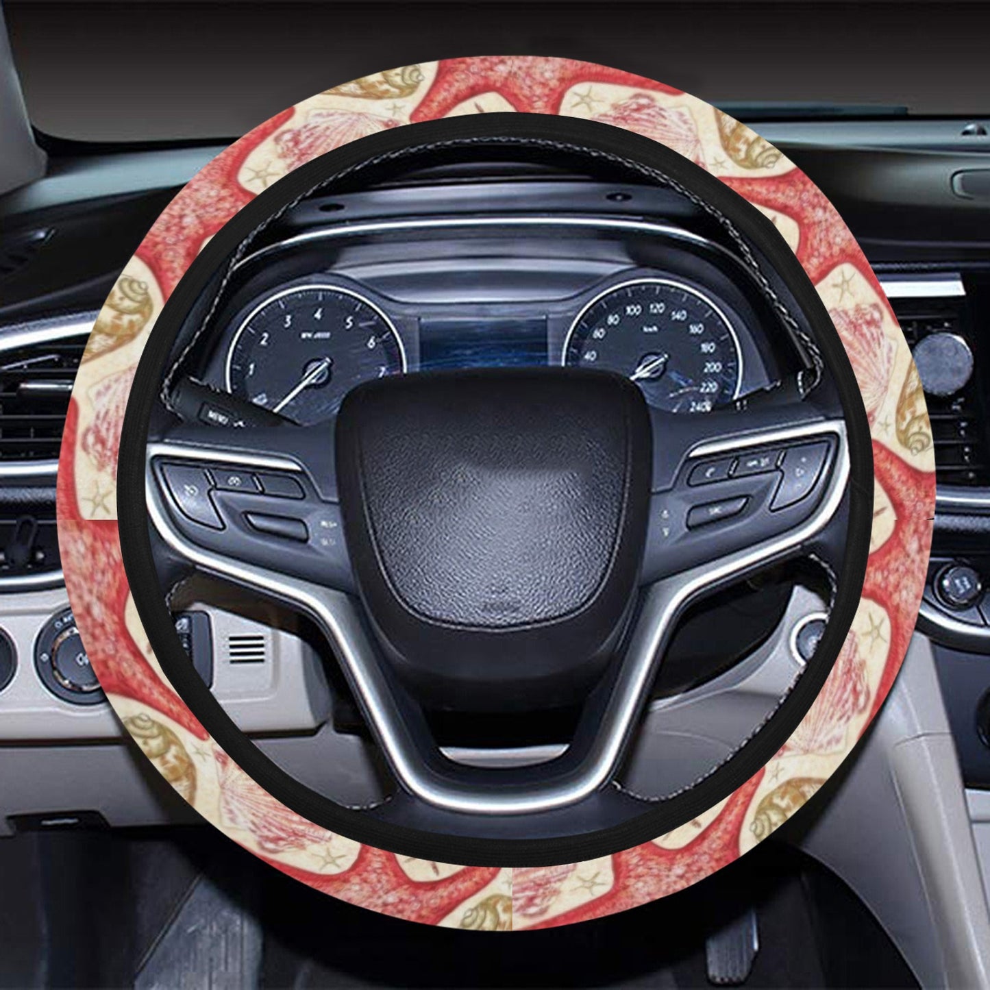 Seashell Print Design LKS301 Steering Wheel Cover with Elastic Edge