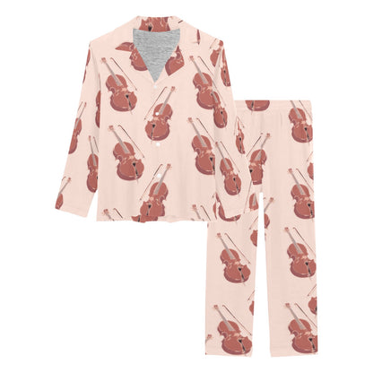 Cello Pattern Print Design 03 Women's Long Pajama Set