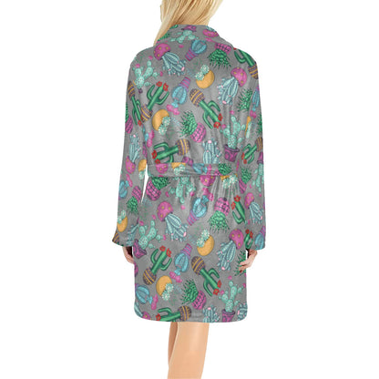 Cactus Colorful Print Pattern Women's Fleece Robe