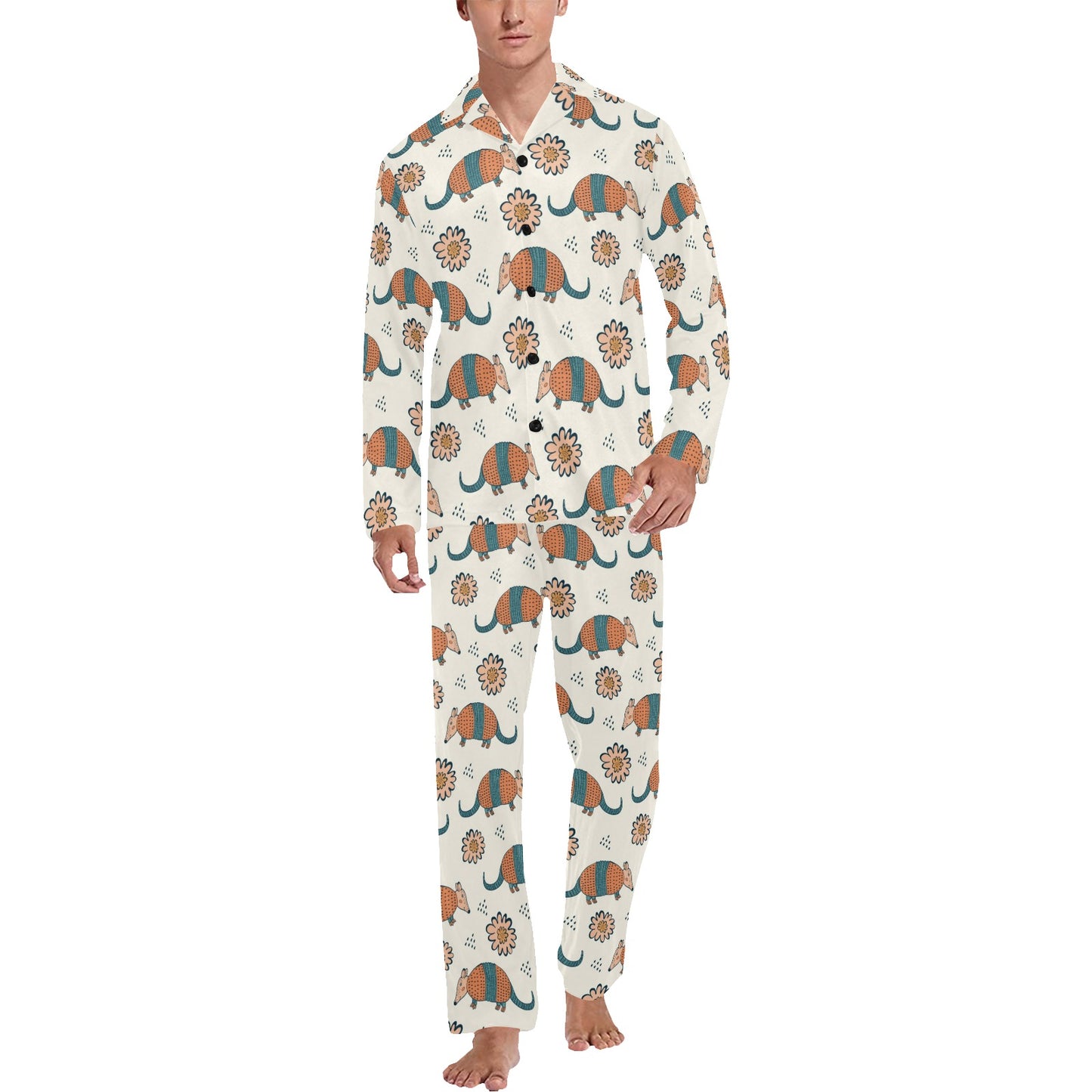 Armadillo Pattern Print Design 02 Men's Long Pajama Set