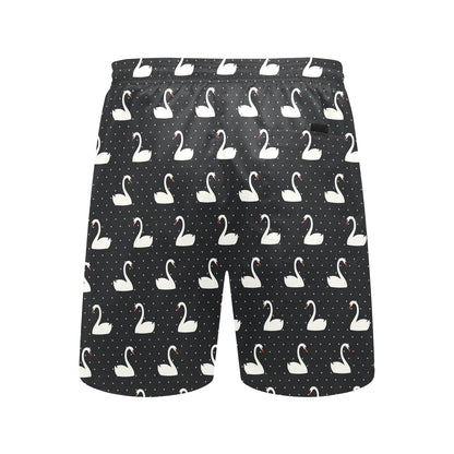 Swan Print Design LKS401 Men's Swim Trunks Beach Shorts