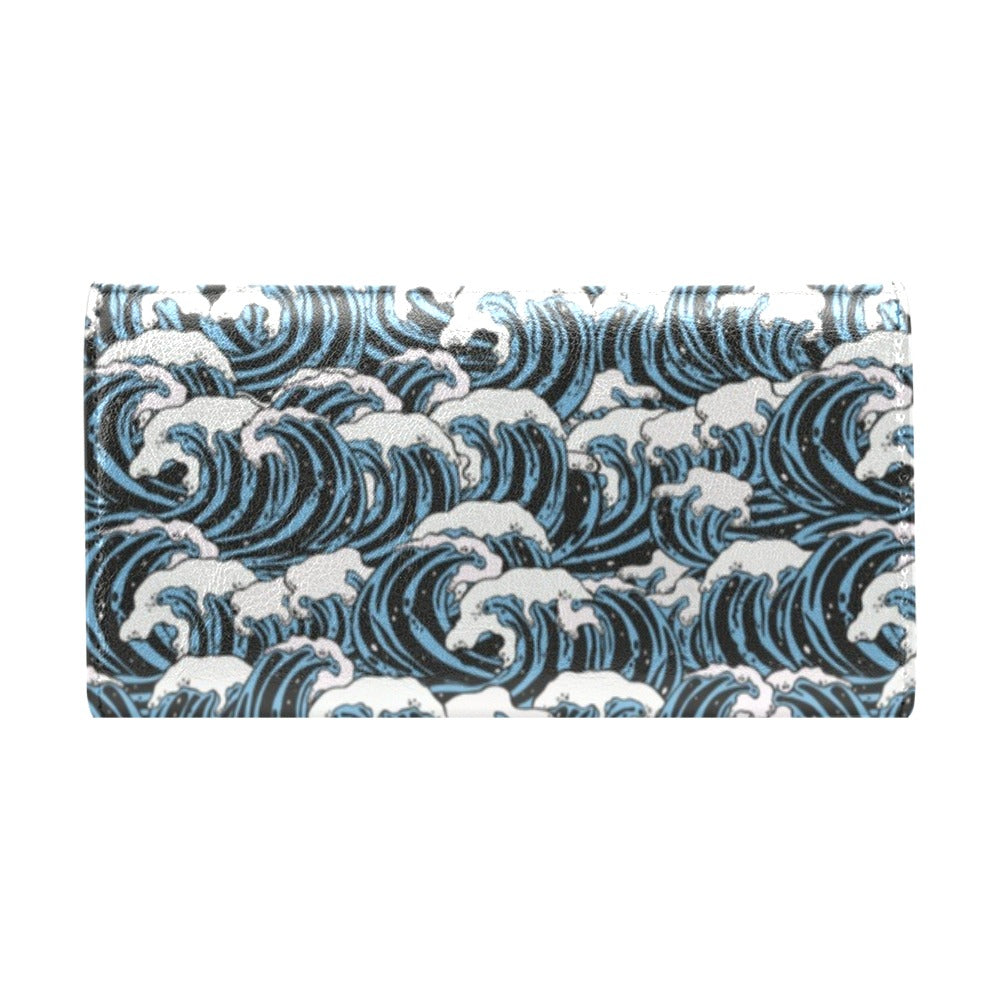 Surf Wave Pattern Print Women's Trifold Wallet