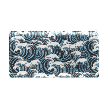 Surf Wave Pattern Print Women's Trifold Wallet