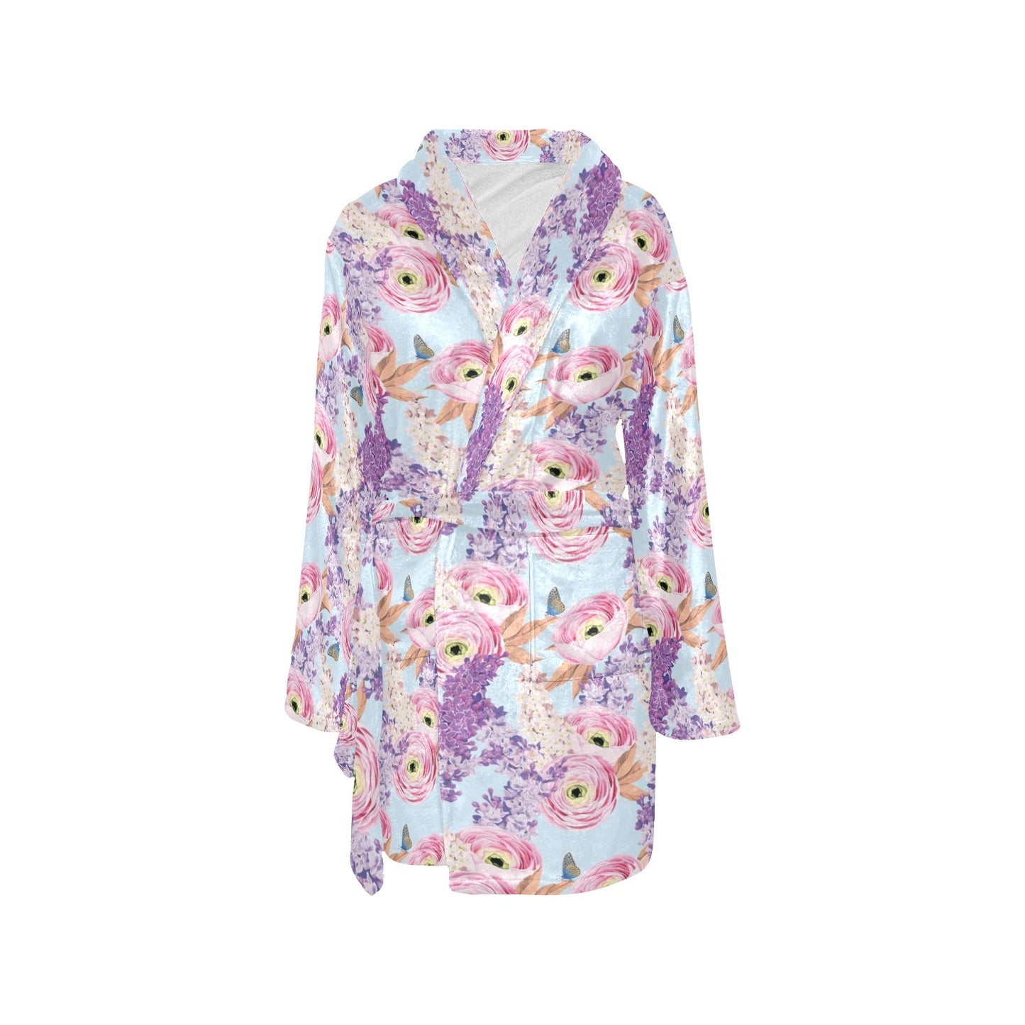 Lilac Pattern Print Design LI03 Women's Fleece Robe
