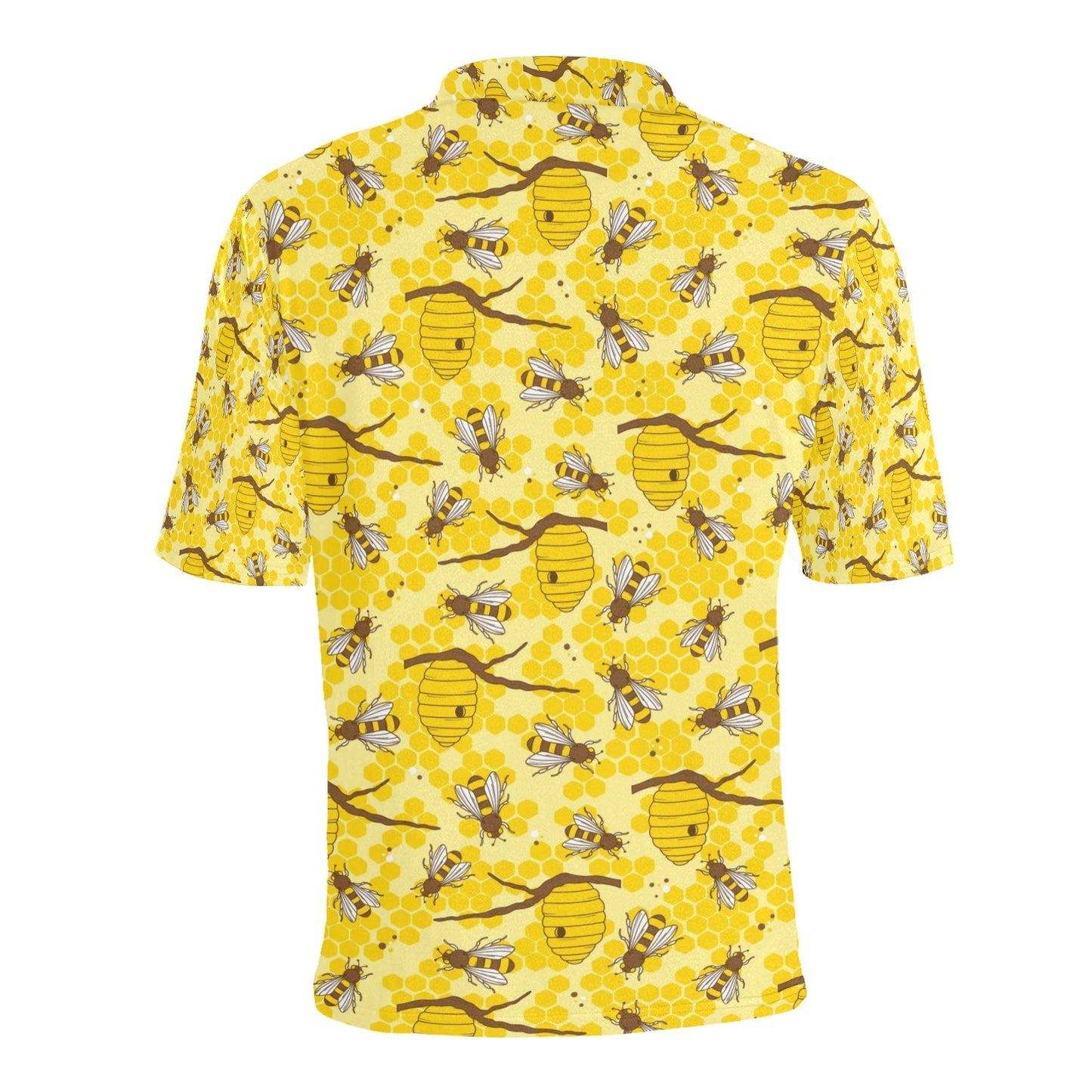 Bee With Honeycomb Print Design LKS302 Men Polo Shirt