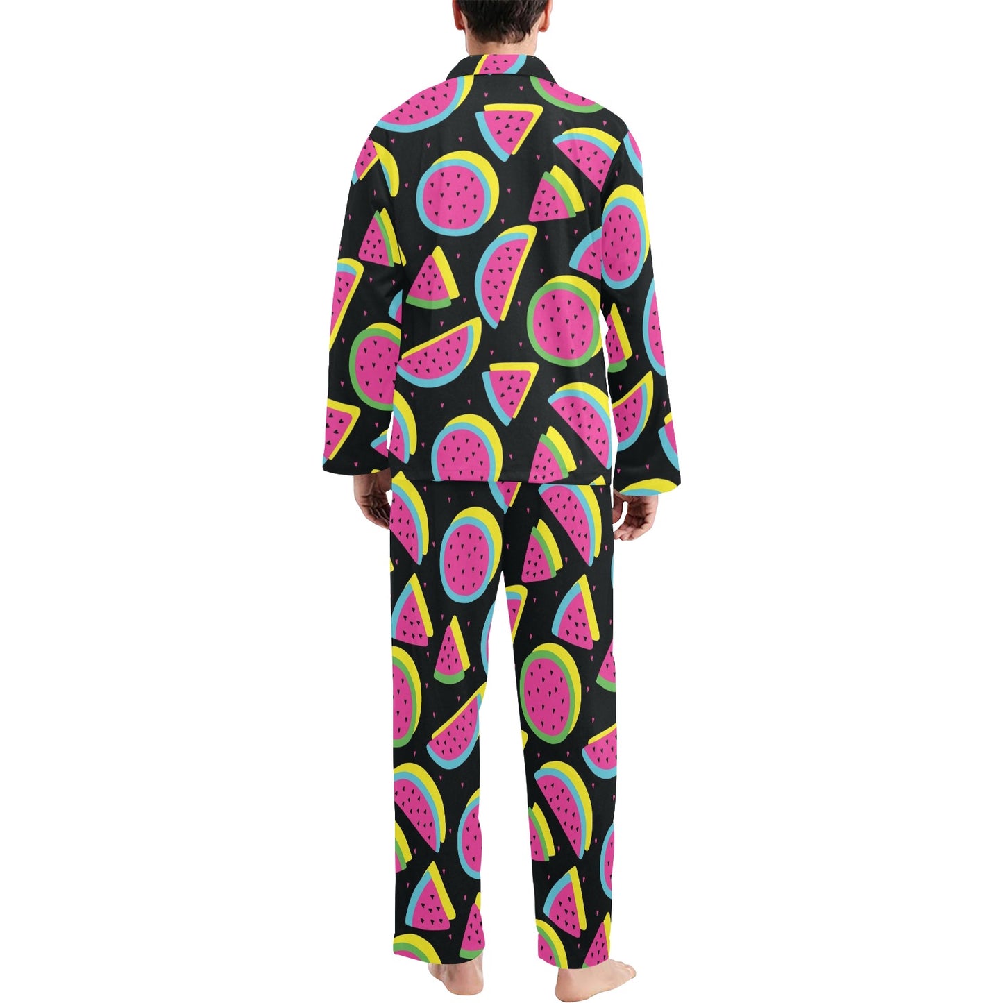 Watermelon Pattern Print Design WM07 Men's Long Pajama Set
