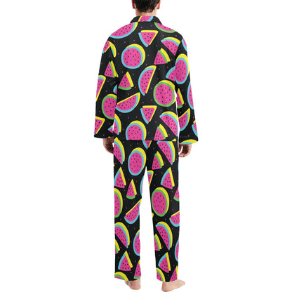 Watermelon Pattern Print Design WM07 Men's Long Pajama Set