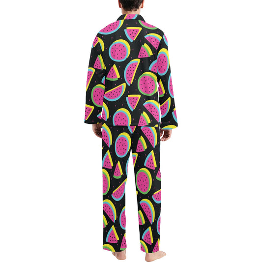Watermelon Pattern Print Design WM07 Men's Long Pajama Set