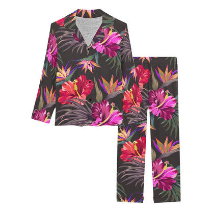 Hibiscus Pattern Print Design HB014 Women's Long Pajama Set