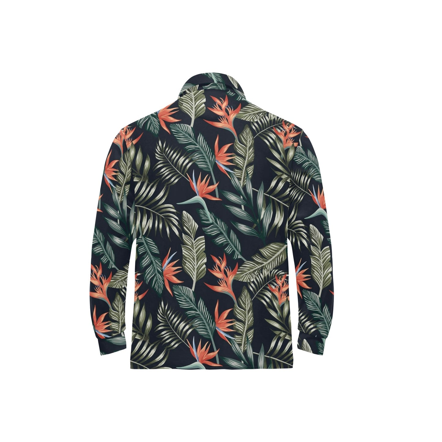 Bird Of Paradise Pattern Print Design BOP02 Long Sleeve Polo Shirt For Men's