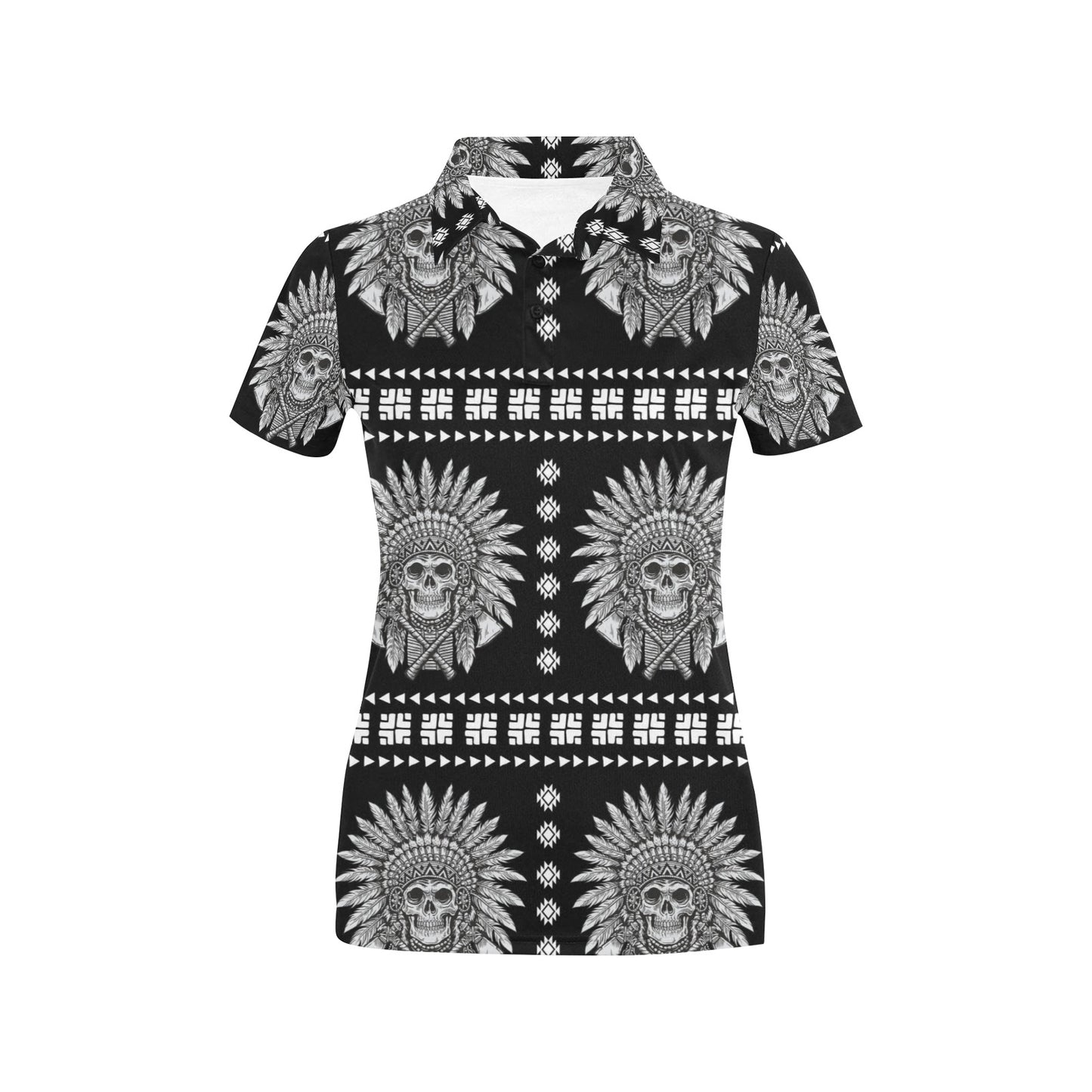 Native American Indian Skull Women's Polo Shirt