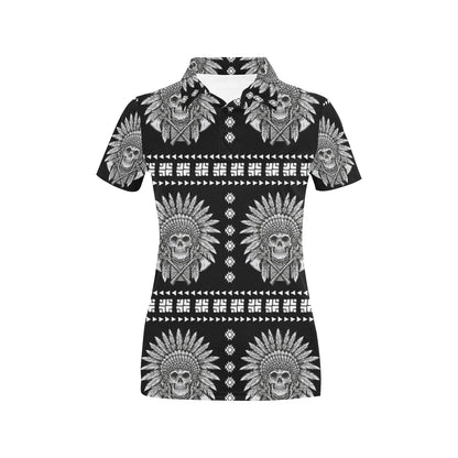 Native American Indian Skull Women's Polo Shirt