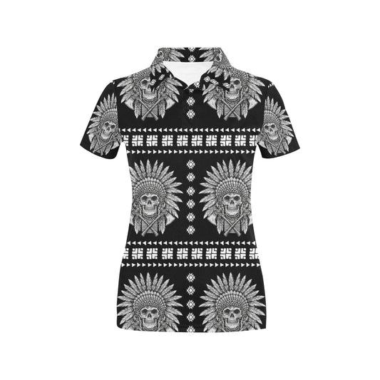 Native American Indian Skull Women's Polo Shirt