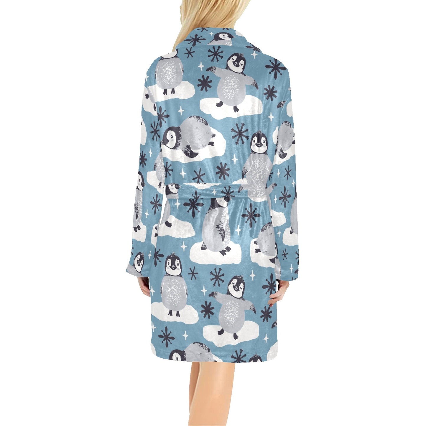 Penguin Pattern Print Design A05 Women's Fleece Robe