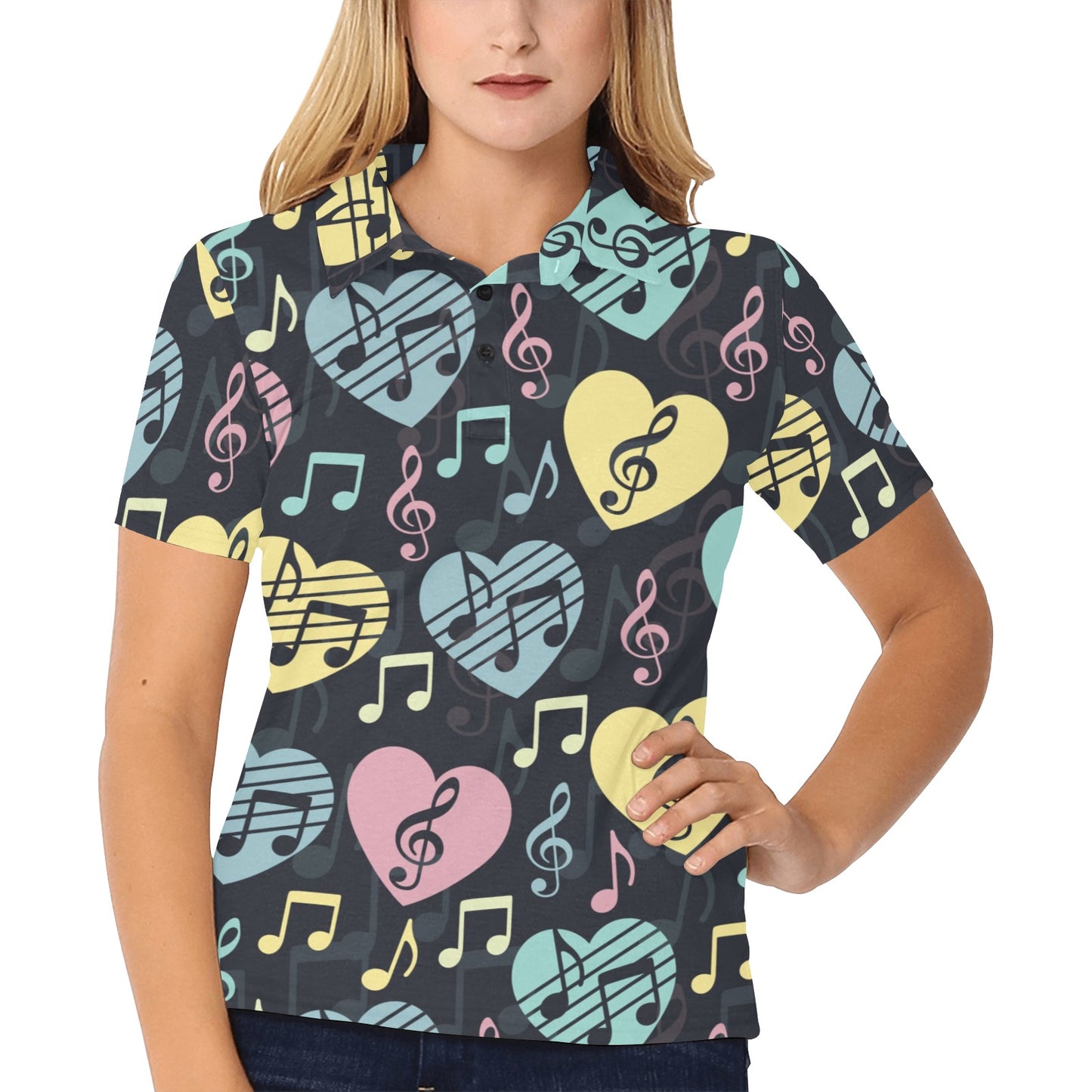 Music note Pattern Print Design A03 Women's Polo Shirt