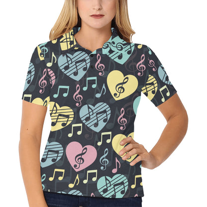 Music note Pattern Print Design A03 Women's Polo Shirt