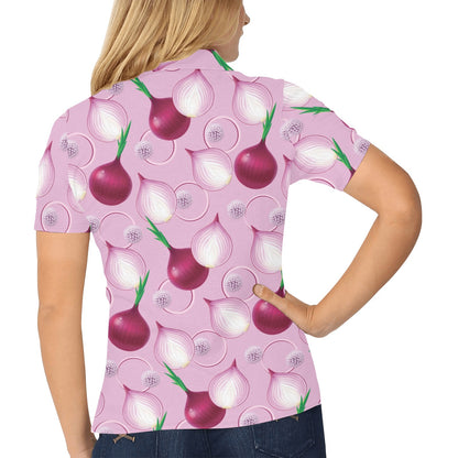 Onion Pattern Print Design A01 Women's Polo Shirt