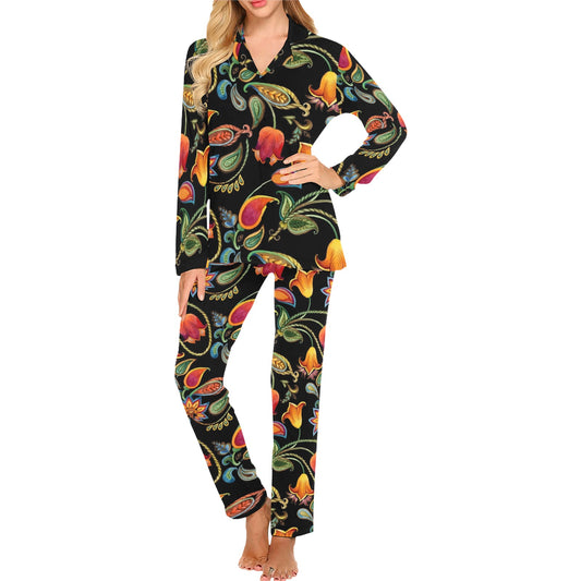 Tulip Boho Pattern Print Design TP09 Women's Long Pajama Set