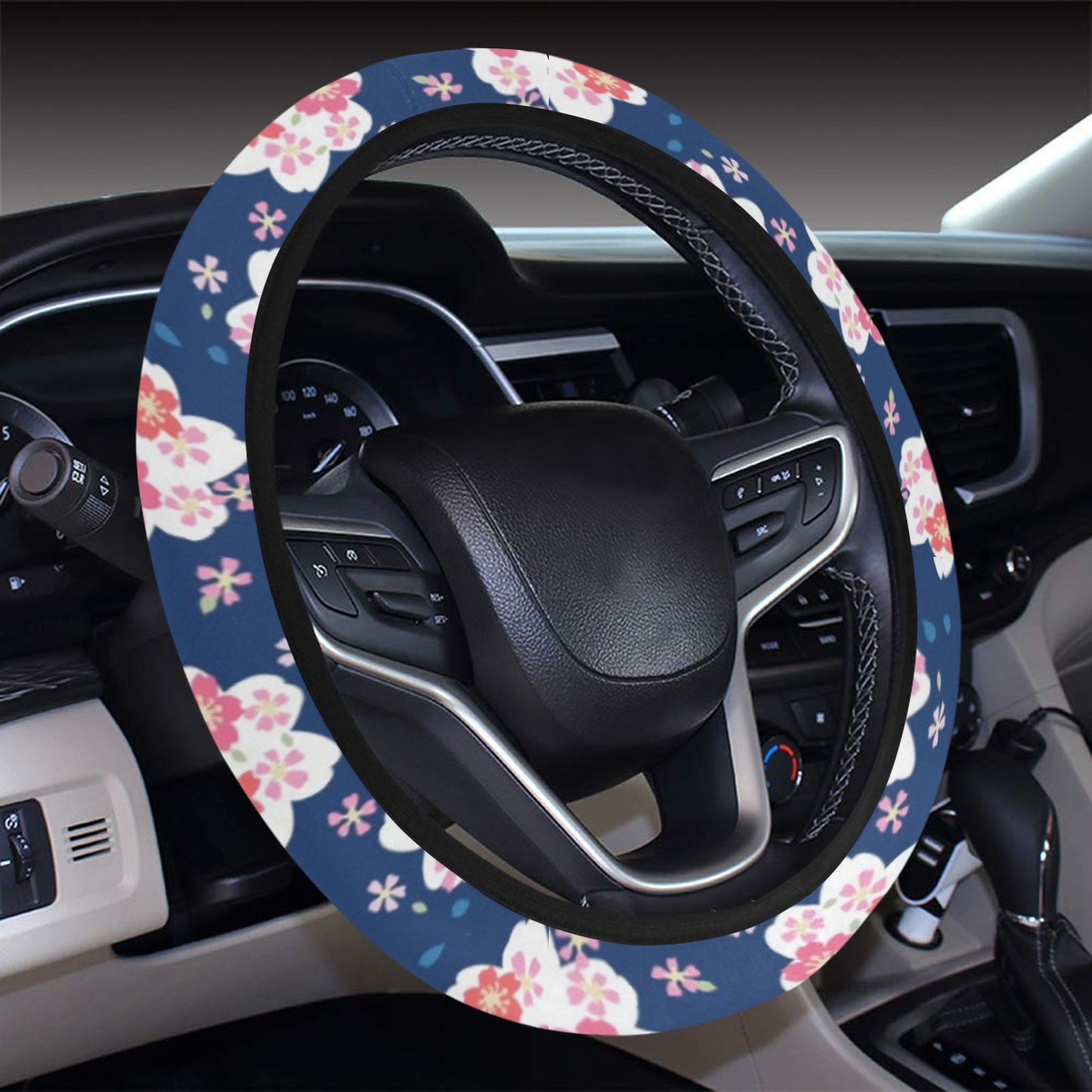 Sakura Print Design LKS306 Steering Wheel Cover with Elastic Edge