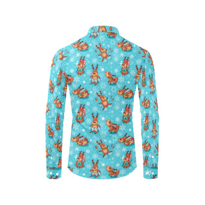 Reindeer Print Design LKS402 Men's Long Sleeve Dress Shirt