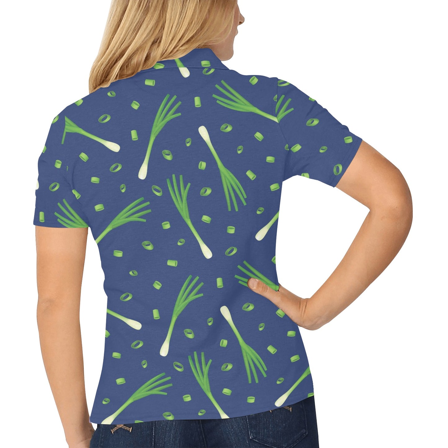 Leek Pattern Print Design 02 Women's Polo Shirt