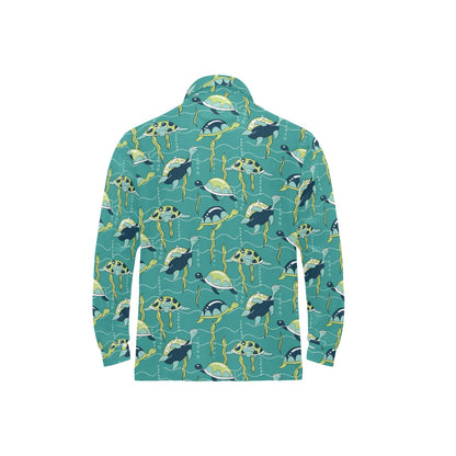 Sea Turtle Pattern Print Design T08 Long Sleeve Polo Shirt For Men's