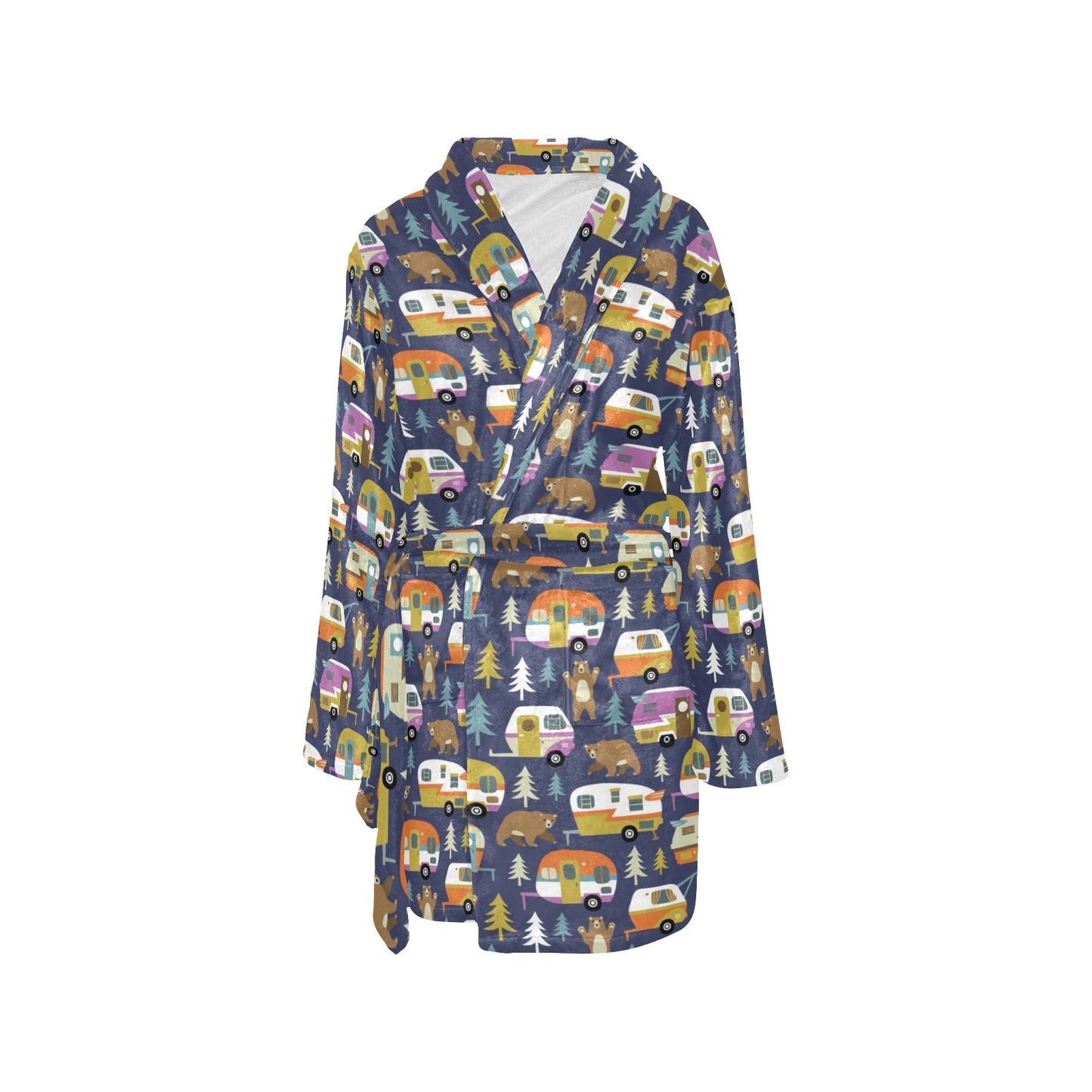 Camper Pattern Print Design 04 Women's Fleece Robe