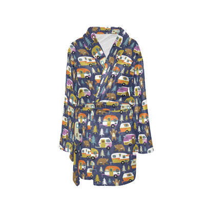 Camper Pattern Print Design 04 Women's Fleece Robe